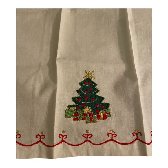 Vintage Lillian Vernon Christmas Holiday Appliqued Tea Towels 100% Cotton - Picture 3 of 9